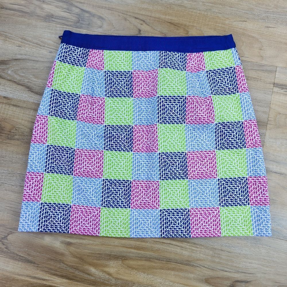 ☔️🔸️Vineyard Vines Aurora Multicolor Patchwork Whale Print Skirt Size 4